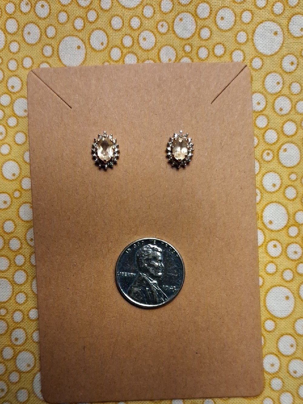 Delicate Champagne Crystal Halo Stud Earrings - Unbranded